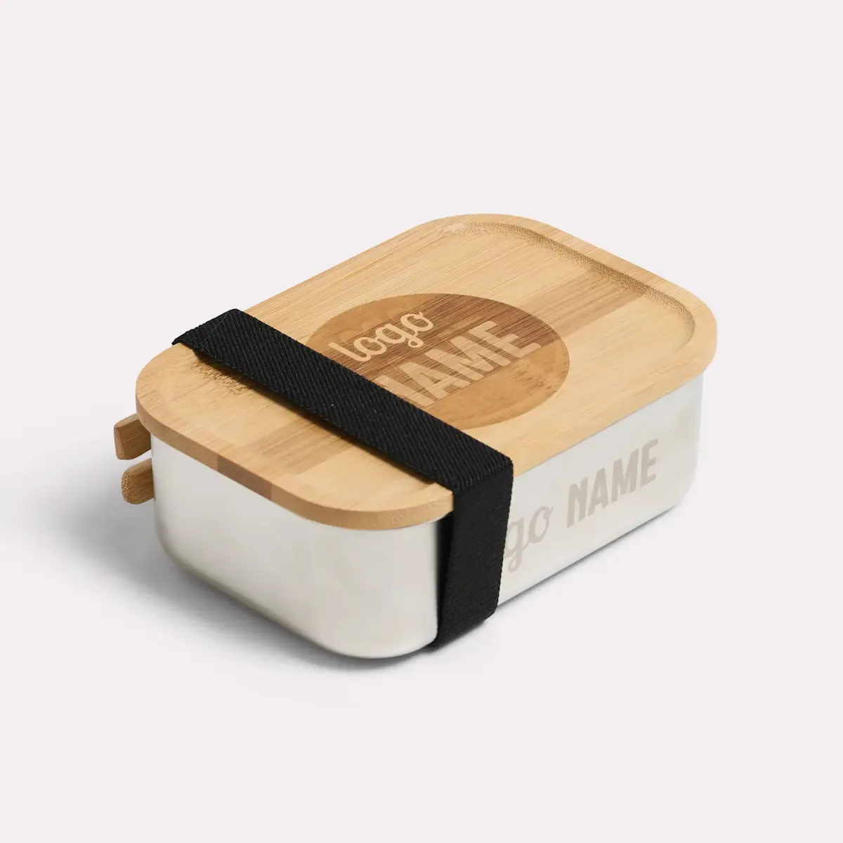 Lunchbox van bamboe met roestvrijstalen binnenbak – bedrukt met jouw logo