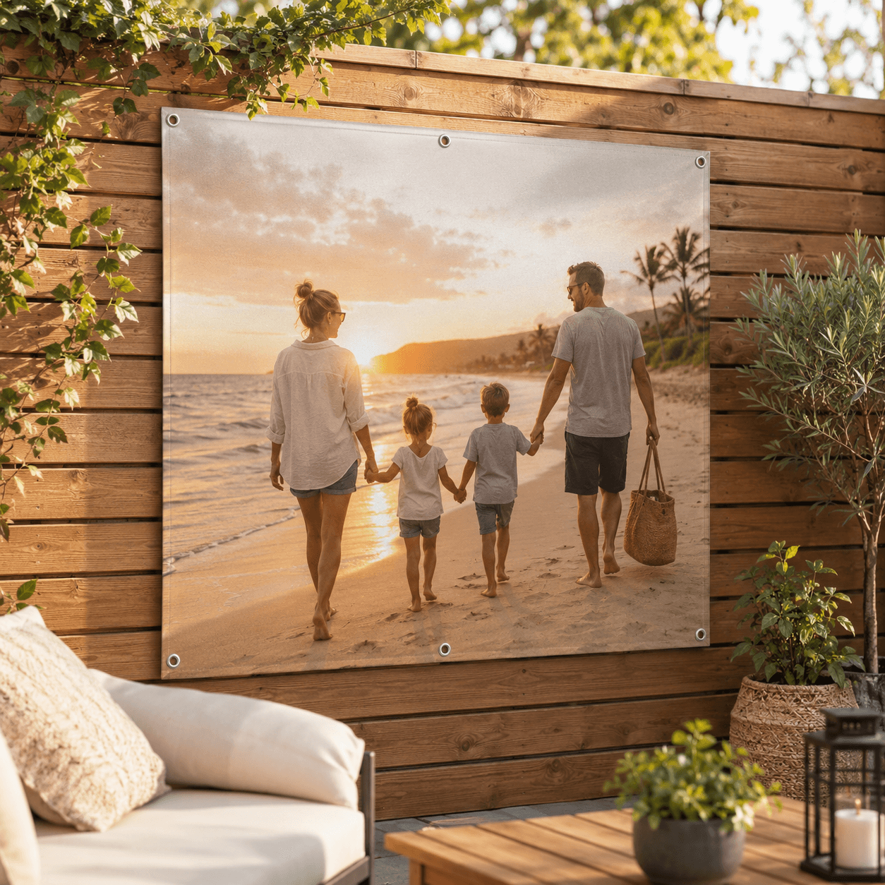 Tuinposter met ringen - Weerbestendig buitenformaat